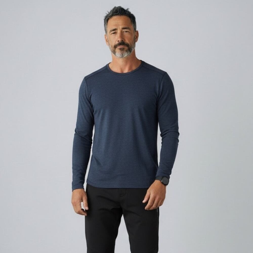 Lululemon 5 Year Basic Long Sleeve Top Men's Sz M Heathered Nautical Navy